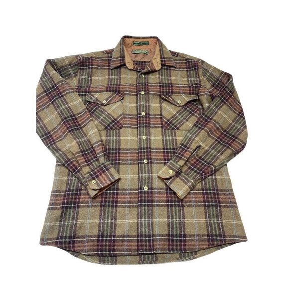 Levis Sutter Creek Shirt Mens M Brown Plaid Button Up Long Sleeve Wool Blend - Picture 1 of 7